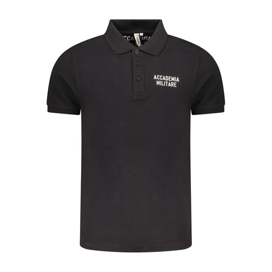 Accademia Militare Black Cotton Men's Polo Shirt