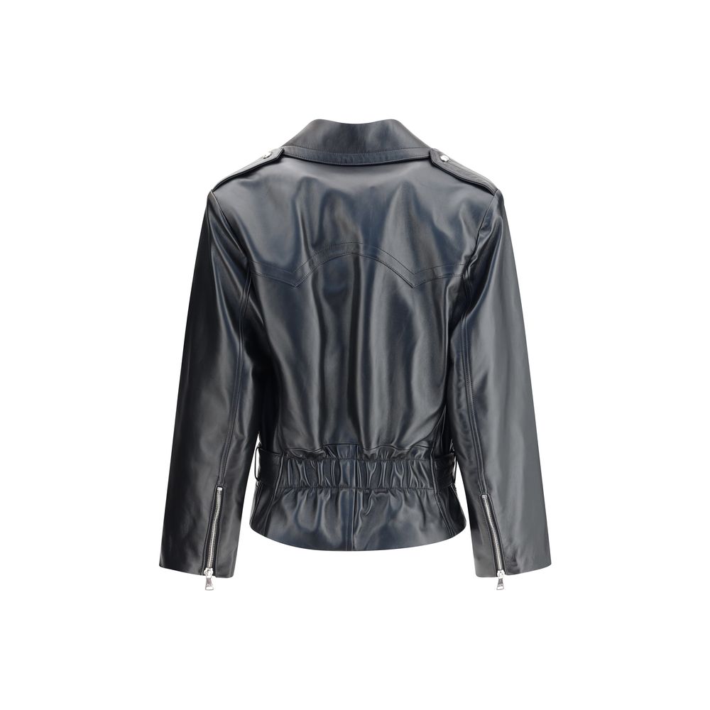 Alessandra Rich Black Leather Biker Jacket Alessandra Rich