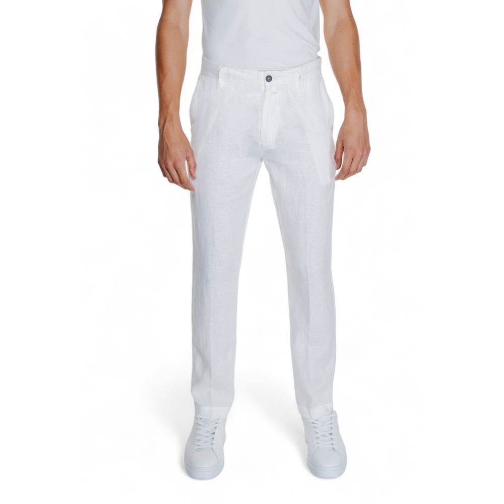 Borghese White Linen Casual Pants