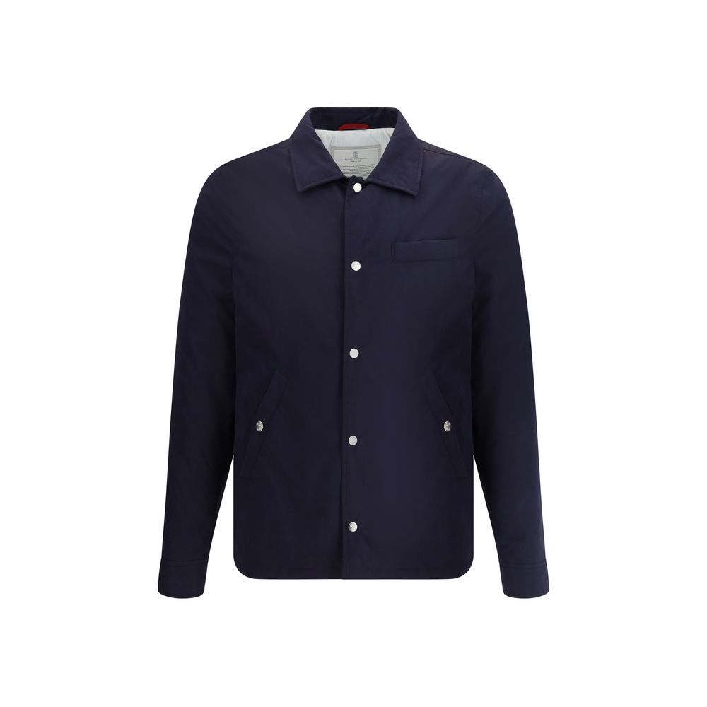 Brunello Cucinelli Blue Nylon Full-Length Jacket Brunello Cucinelli