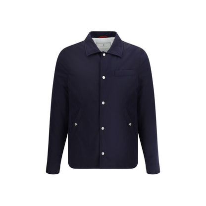 Brunello Cucinelli Blue Nylon Full-Length Jacket Brunello Cucinelli