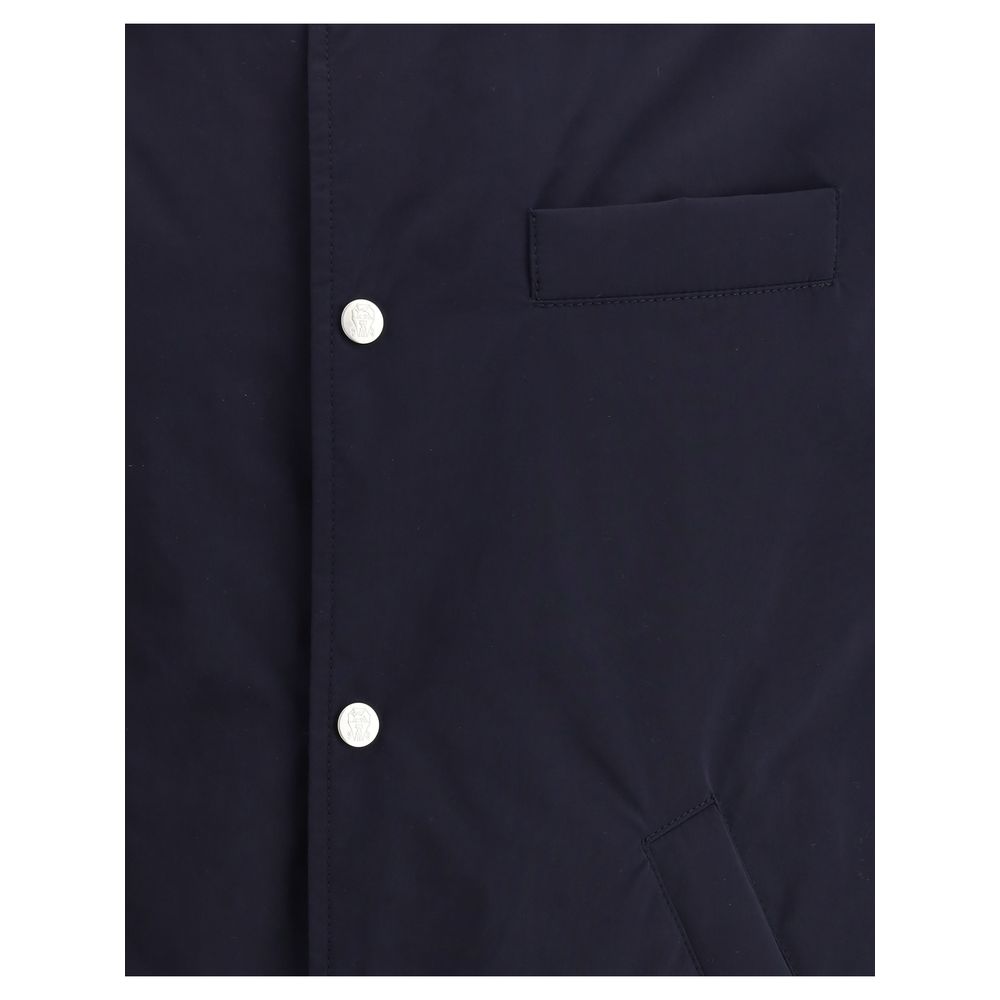 Brunello Cucinelli Blue Nylon Full-Length Jacket Brunello Cucinelli