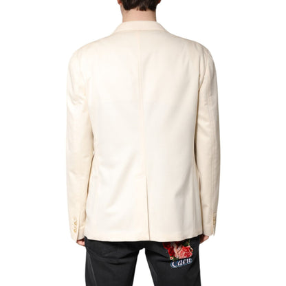 Dolce & Gabbana Beige Cashmere Double Breasted Coat Blazer Dolce & Gabbana