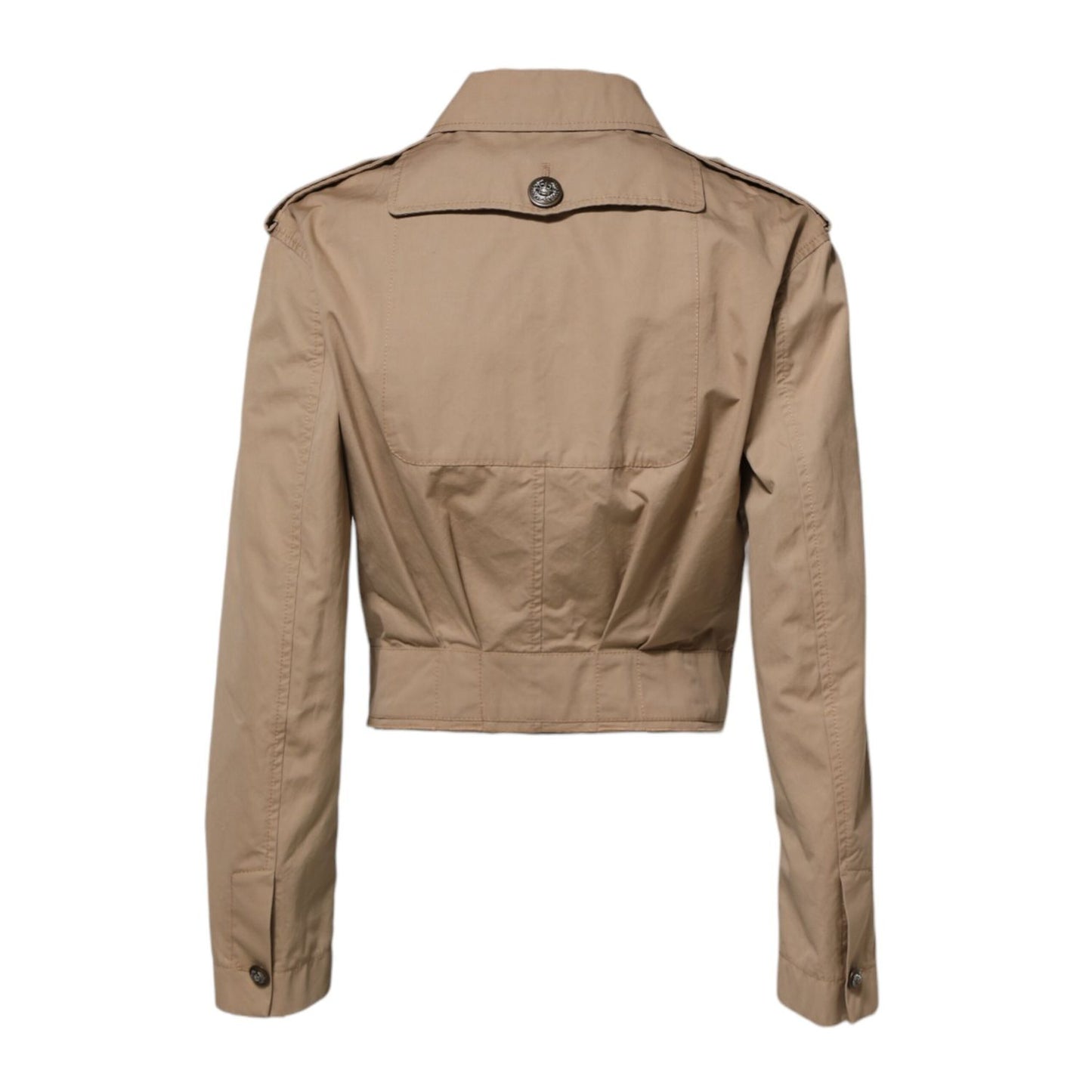 Dolce & Gabbana Beige Cotton Button Up Fitted Cropped Jacket Dolce & Gabbana