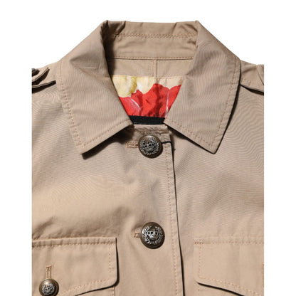 Dolce & Gabbana Beige Cotton Button Up Fitted Cropped Jacket Dolce & Gabbana