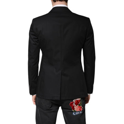 Dolce & Gabbana Black Cotton Single Breasted Men Coat Blazer Dolce & Gabbana