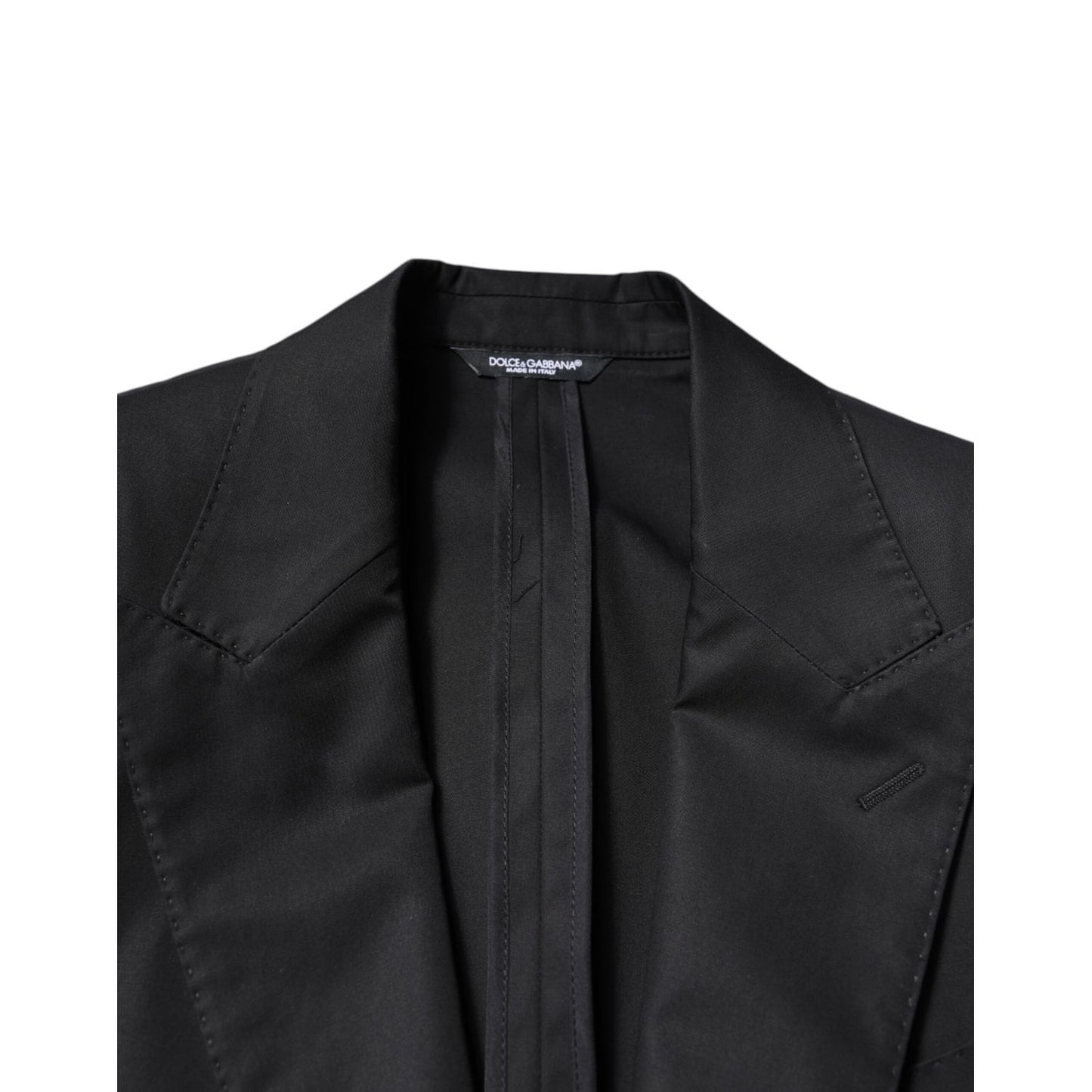 Dolce & Gabbana Black Cotton Single Breasted Men Coat Blazer Dolce & Gabbana