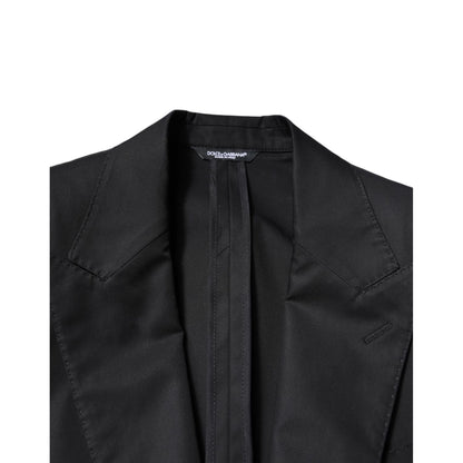 Dolce & Gabbana Black Cotton Single Breasted Men Coat Blazer Dolce & Gabbana