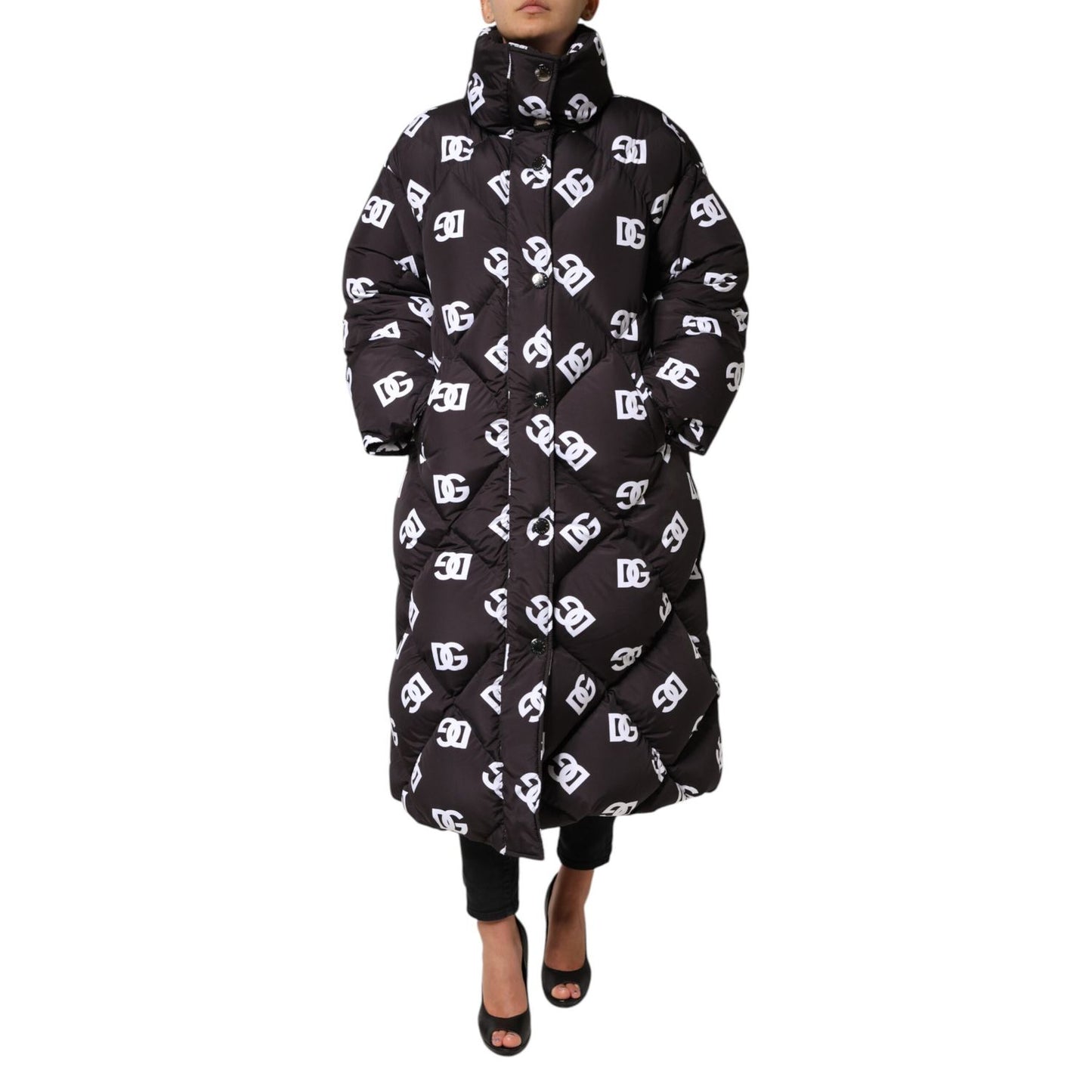 Dolce & Gabbana Black DG Mania Puffer Quilted Long Coat Jacket Dolce & Gabbana