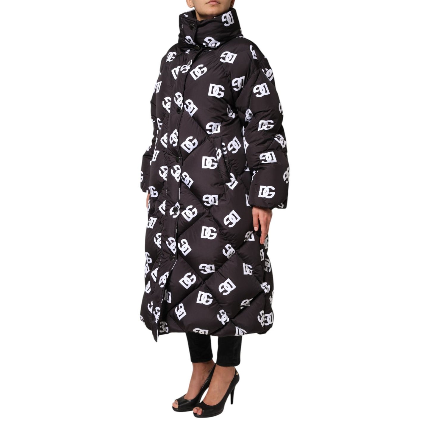 Dolce & Gabbana Black DG Mania Puffer Quilted Long Coat Jacket Dolce & Gabbana