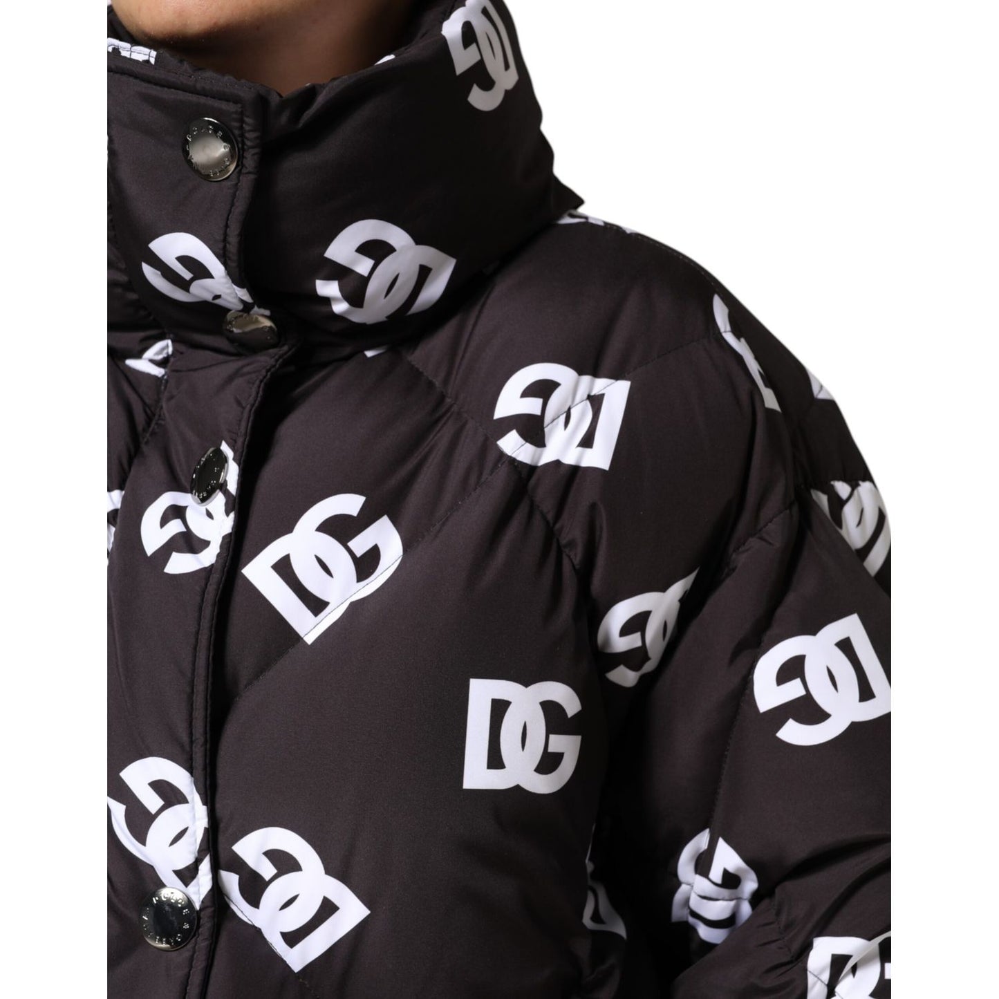 Dolce & Gabbana Black DG Mania Puffer Quilted Long Coat Jacket Dolce & Gabbana