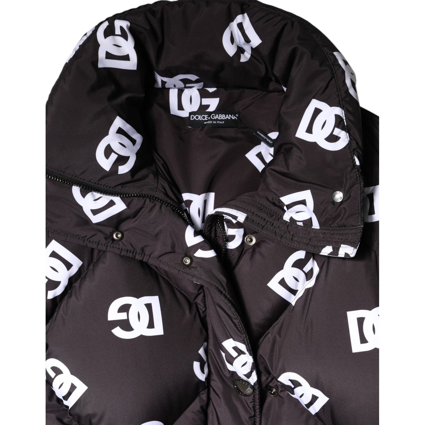 Dolce & Gabbana Black DG Mania Puffer Quilted Long Coat Jacket Dolce & Gabbana