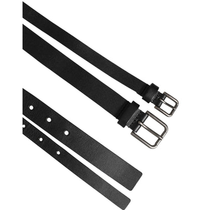 Dolce & Gabbana Black Double Strap Leather Buckle Men Belt
