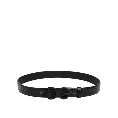 Dolce & Gabbana Black Exotic Leather Metal Logo Buckle Belt