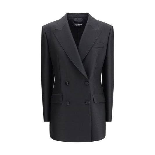 Dolce & Gabbana Black Fleece Wool Blazer Dolce & Gabbana