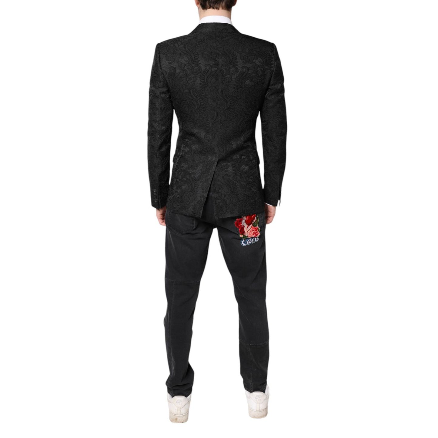 Dolce & Gabbana Black Floral Jacquard Coat Jacket Blazer Dolce & Gabbana