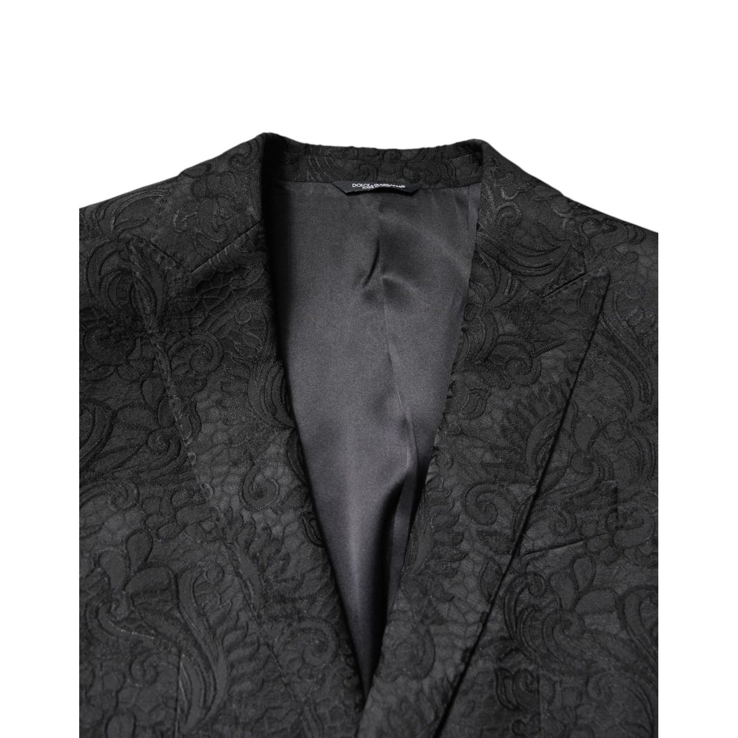 Dolce & Gabbana Black Floral Jacquard Coat Jacket Blazer Dolce & Gabbana