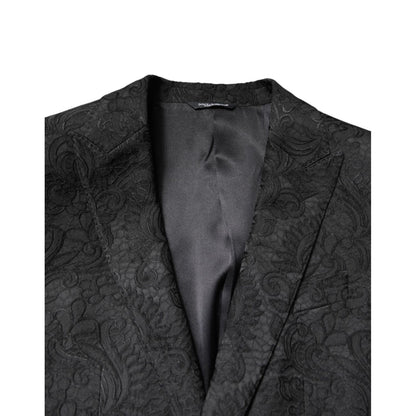 Dolce & Gabbana Black Floral Jacquard Coat Jacket Blazer Dolce & Gabbana