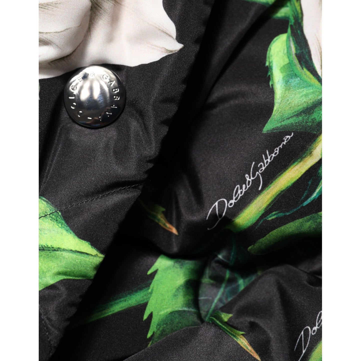 Dolce & Gabbana Black Floral Print Puffer Quilted Jacket Dolce & Gabbana