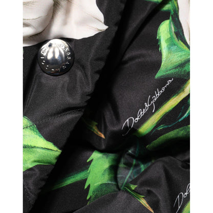 Dolce & Gabbana Black Floral Print Puffer Quilted Jacket Dolce & Gabbana