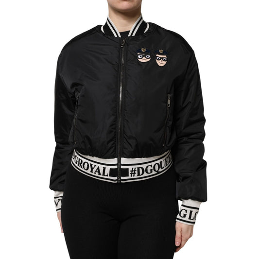 Dolce & Gabbana Black Nylon #DGFamily Full Zip Bomber Jacket Dolce & Gabbana