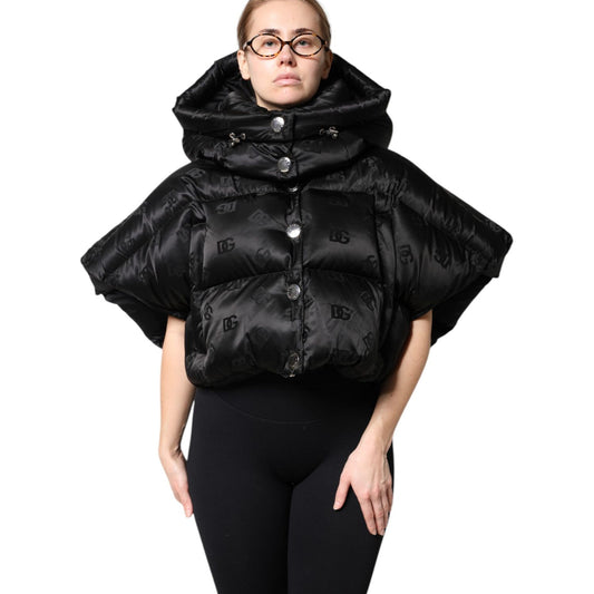 Dolce & Gabbana Black Padded Puffer Hooded Full Zip Cropped Jacket Dolce & Gabbana