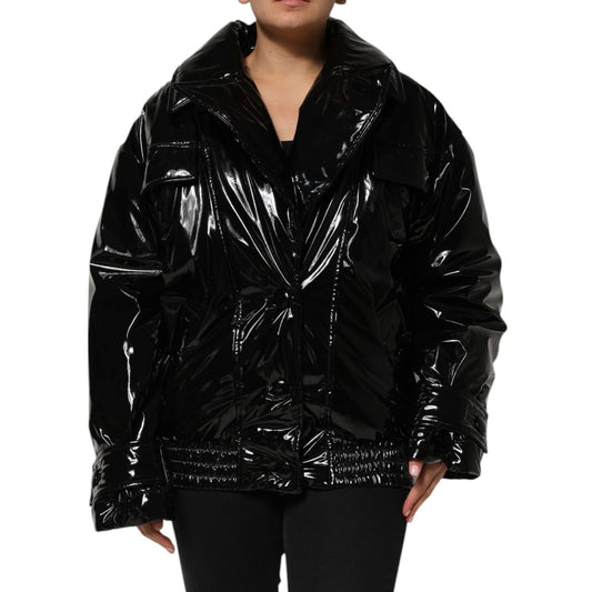 Dolce & Gabbana Black Polyester Quilted Puffer Coat Jacket Dolce & Gabbana