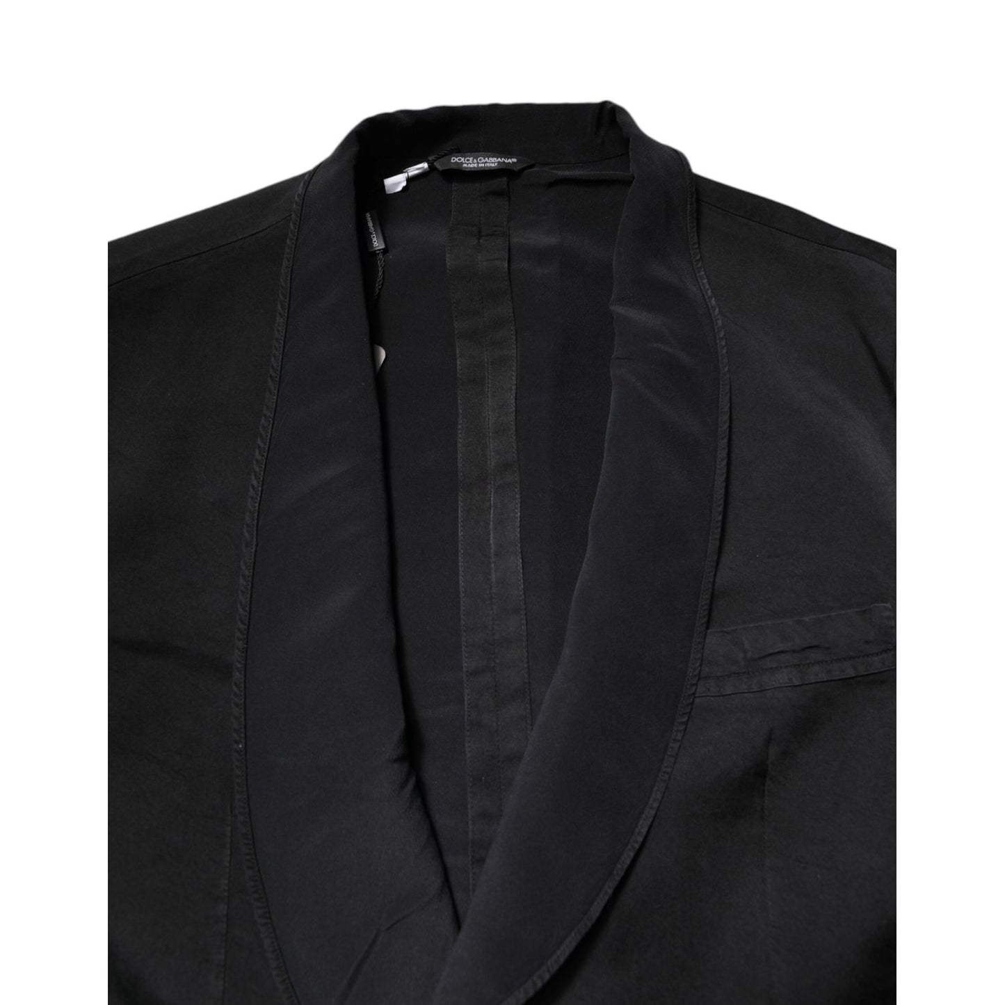Dolce & Gabbana Black Silk Single Breasted Coat Blazer Suit Dolce & Gabbana