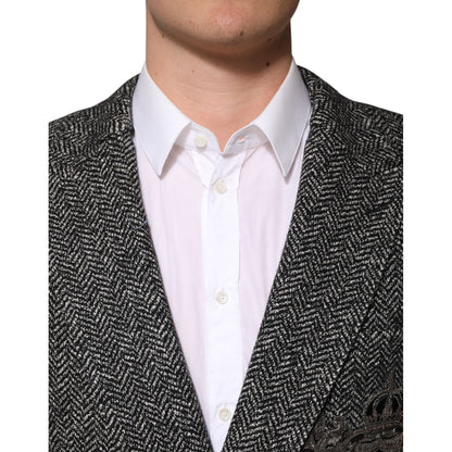 Dolce & Gabbana Black White Double Breasted Men Suit Blazer Dolce & Gabbana
