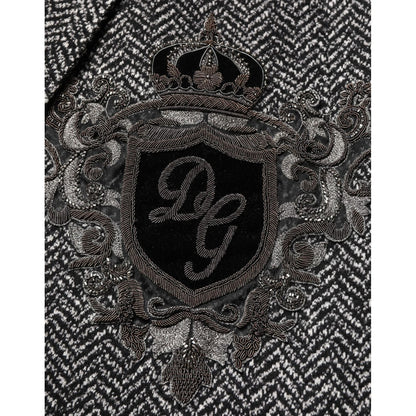 Dolce & Gabbana Black White Double Breasted Men Suit Blazer Dolce & Gabbana