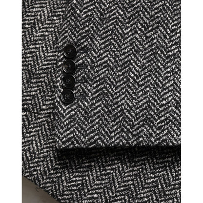 Dolce & Gabbana Black White Double Breasted Men Suit Blazer Dolce & Gabbana