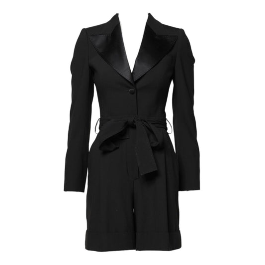 Dolce & Gabbana Black Wool Jumpsuit Dress Women Coat Jacket Dolce & Gabbana