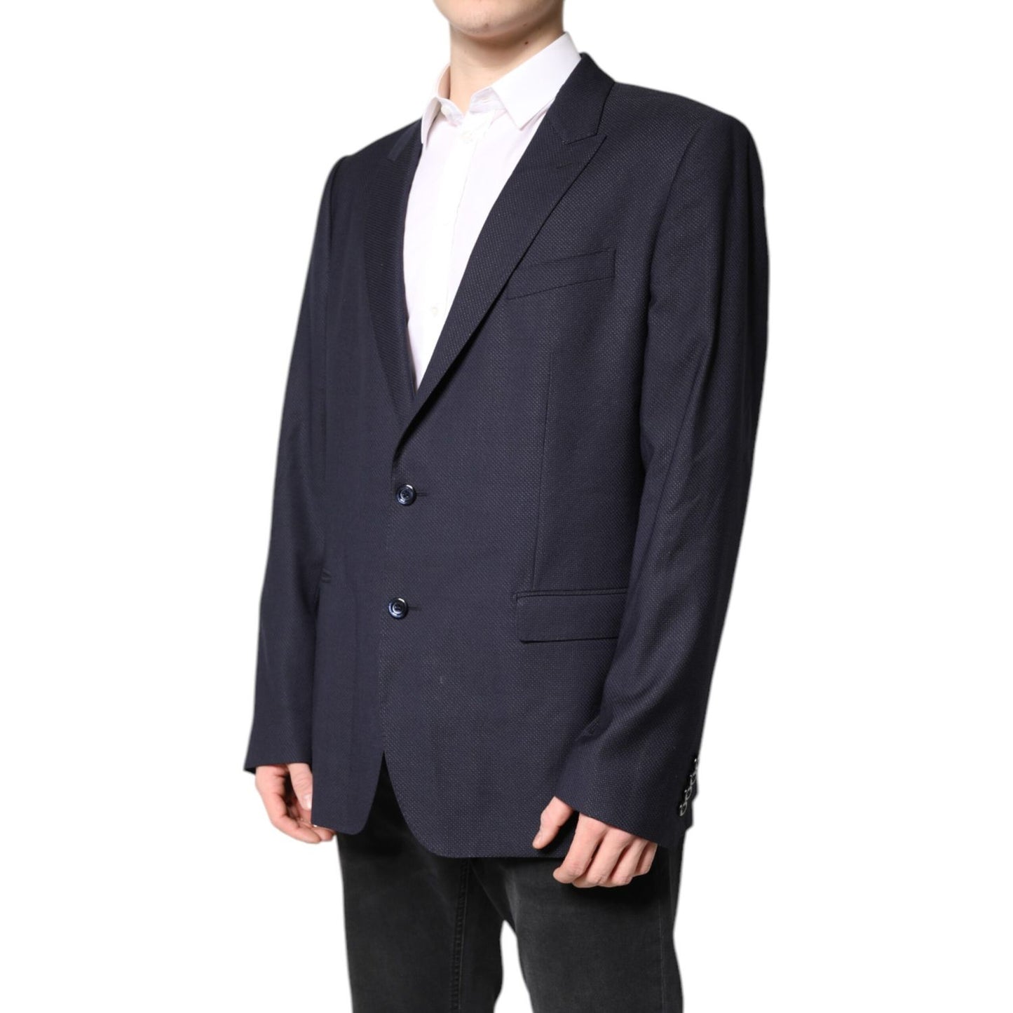 Dolce & Gabbana Black Wool Single Breasted Coat Blazer Suit Dolce & Gabbana