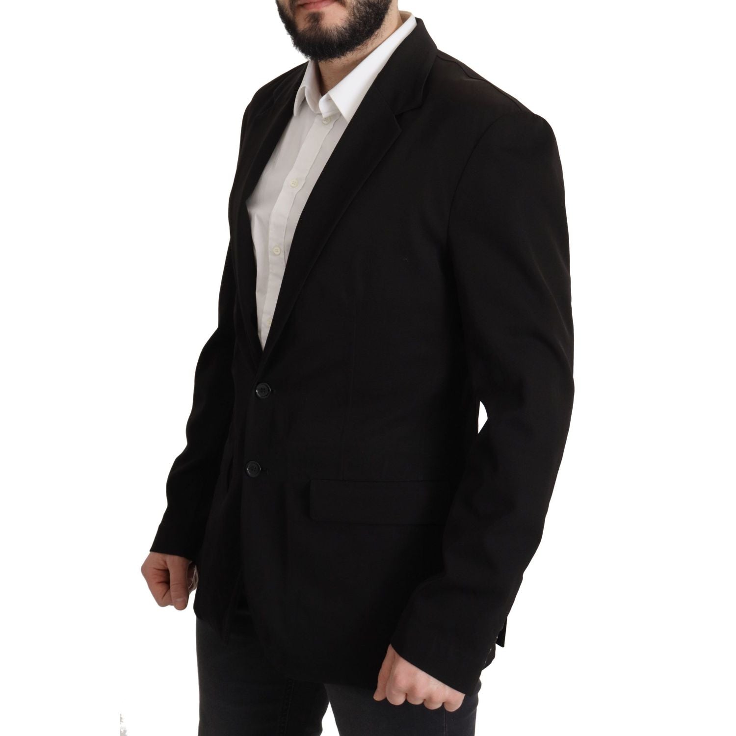 Dolce & Gabbana Black Wool Single Breasted Coat Blazer