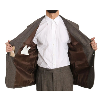 Dolce & Gabbana Brown Single Breasted Wool Suit Dolce & Gabbana