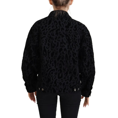Dolce & Gabbana Cotton Black Leopard Long Sleeve Denim Jacket Dolce & Gabbana