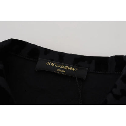 Dolce & Gabbana Cotton Black Leopard Long Sleeve Denim Jacket Dolce & Gabbana