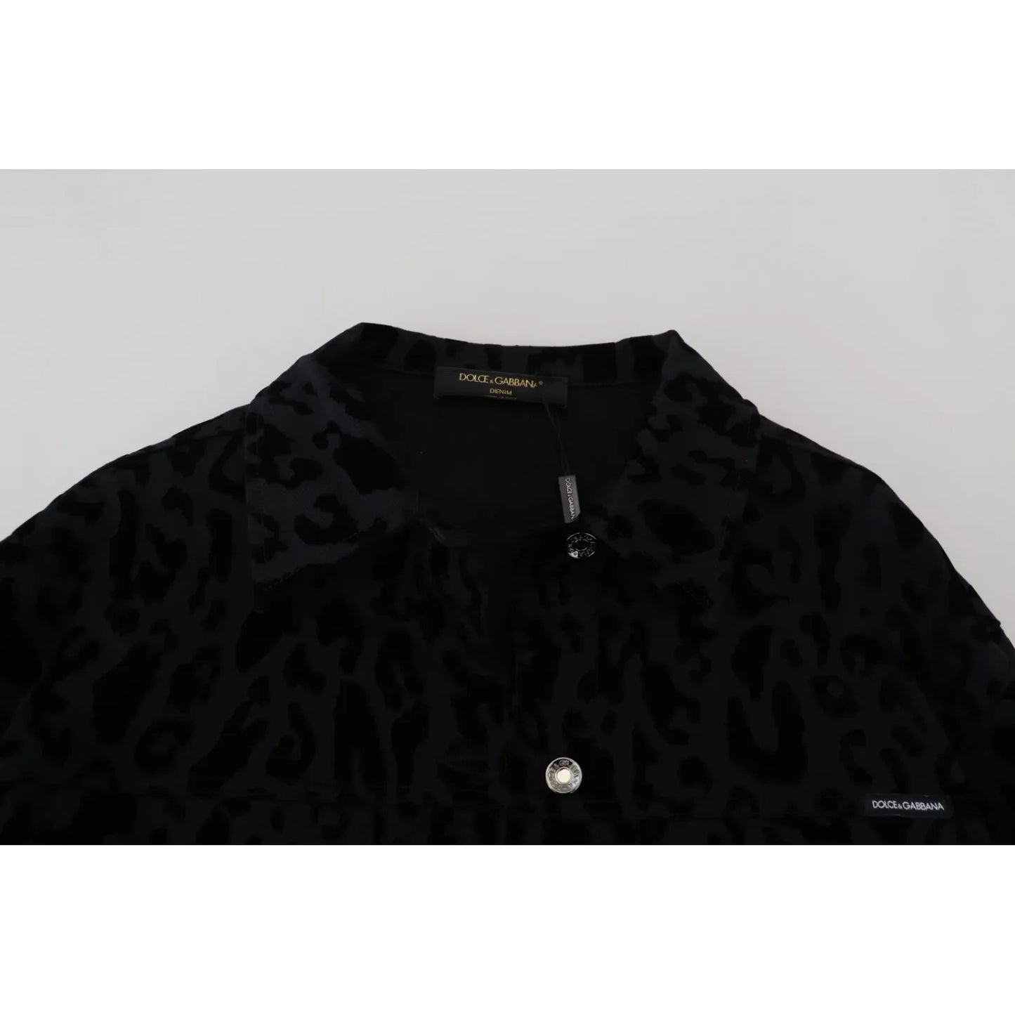 Dolce & Gabbana Cotton Black Leopard Long Sleeve Denim Jacket Dolce & Gabbana