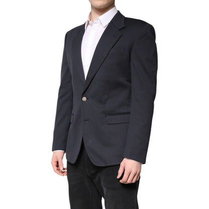 Dolce & Gabbana Dark Blue Cotton Men Jacket Coat Suit Blazer Dolce & Gabbana