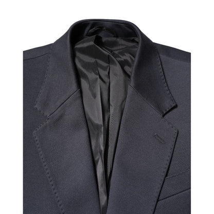 Dolce & Gabbana Dark Blue Cotton Men Jacket Coat Suit Blazer Dolce & Gabbana