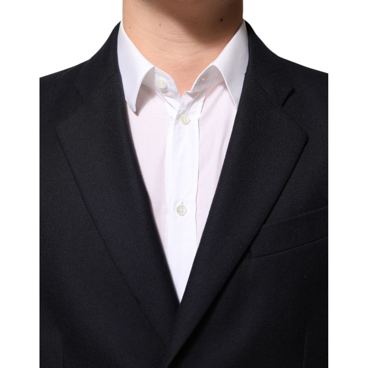 Dolce & Gabbana Dark Blue Wool Men Jacket Coat Blazer Suit