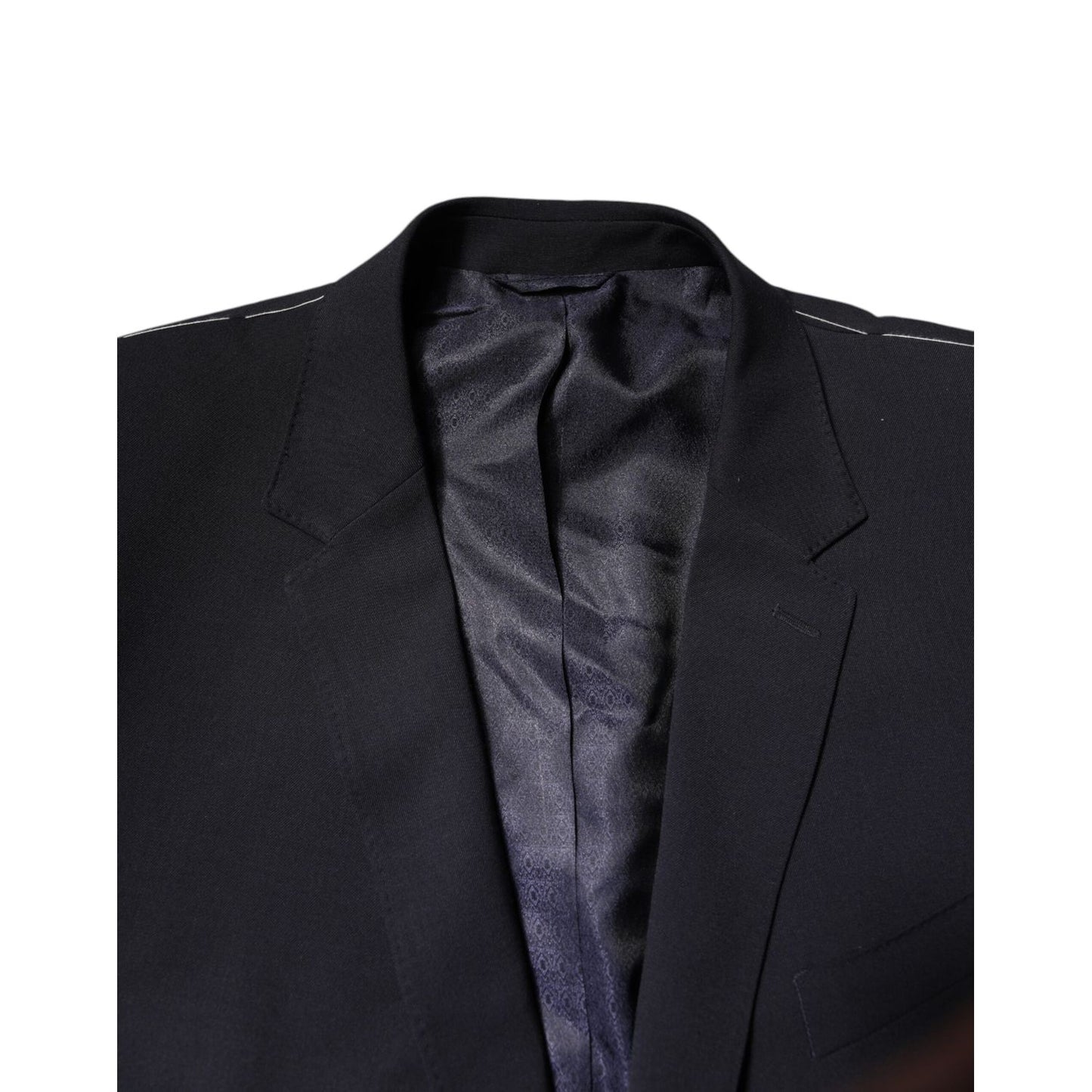 Dolce & Gabbana Dark Blue Wool Single Breasted Coat Blazer Dolce & Gabbana