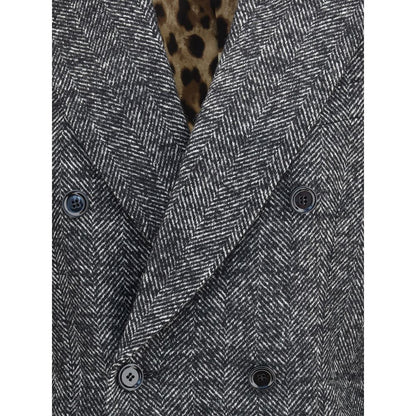 Dolce & Gabbana Gray Fleece Wool Blazer Dolce & Gabbana