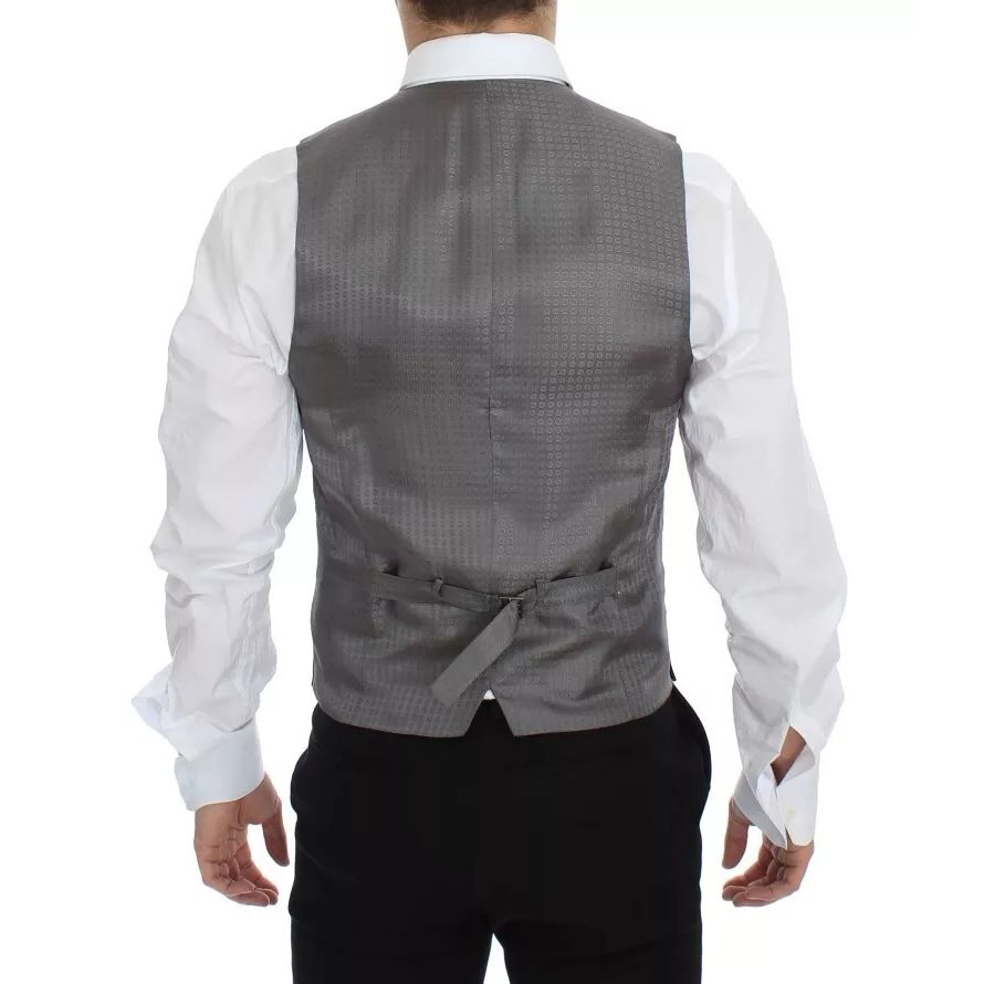 Dolce & Gabbana Gray Striped Formal Dress Gilet Vest Dolce & Gabbana