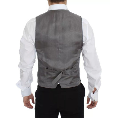 Dolce & Gabbana Gray Striped Formal Dress Gilet Vest Dolce & Gabbana