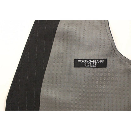 Dolce & Gabbana Gray Striped Formal Dress Gilet Vest Dolce & Gabbana