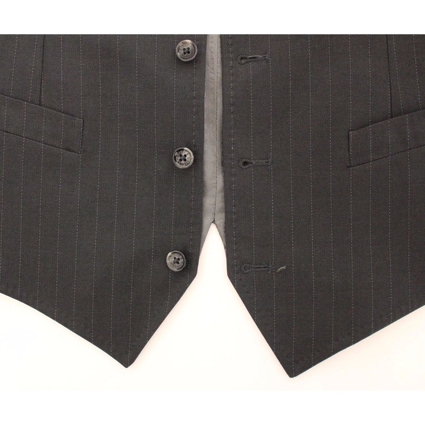 Dolce & Gabbana Gray Striped Formal Dress Gilet Vest Dolce & Gabbana