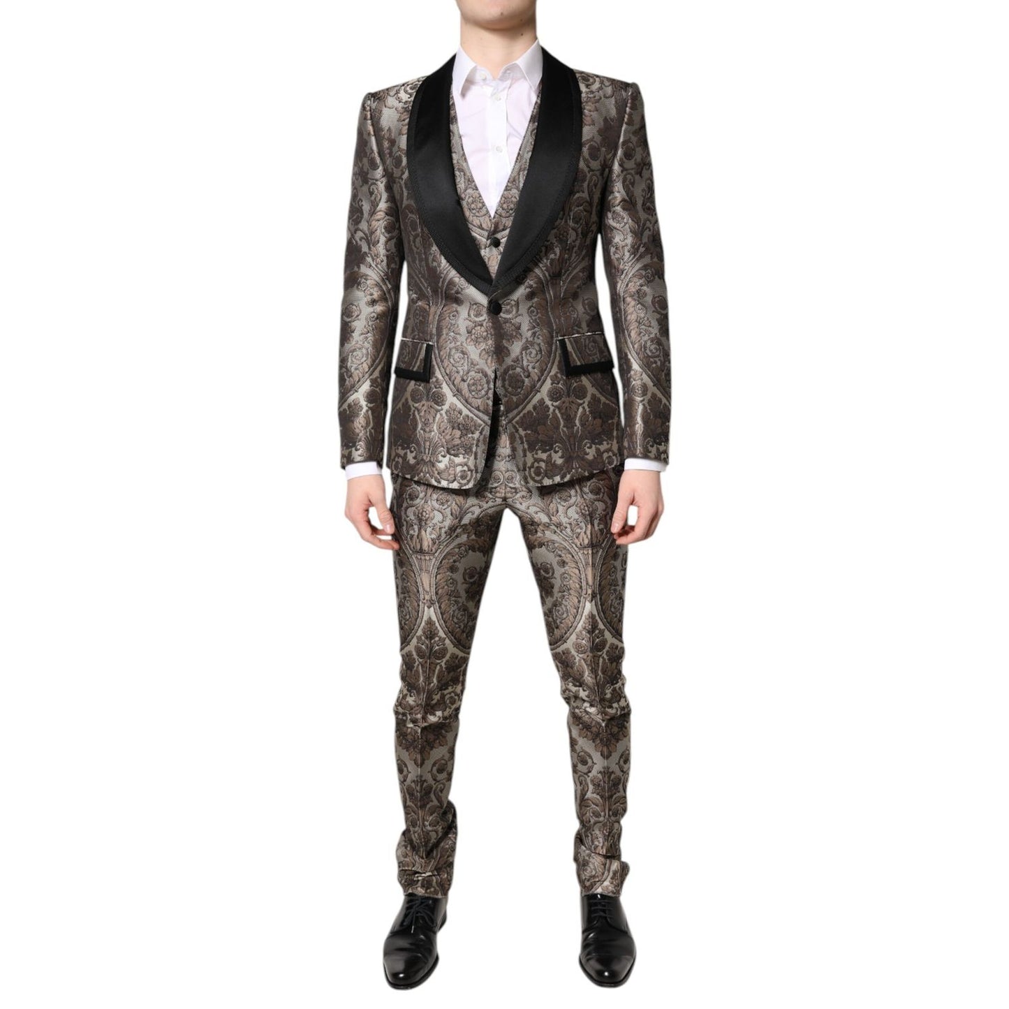 Dolce & Gabbana Multicolor Jacquard Single Breasted 3 Piece Suit Dolce & Gabbana