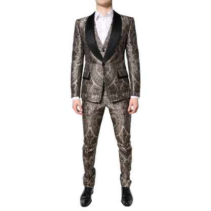 Dolce & Gabbana Multicolor Jacquard Single Breasted 3 Piece Suit Dolce & Gabbana
