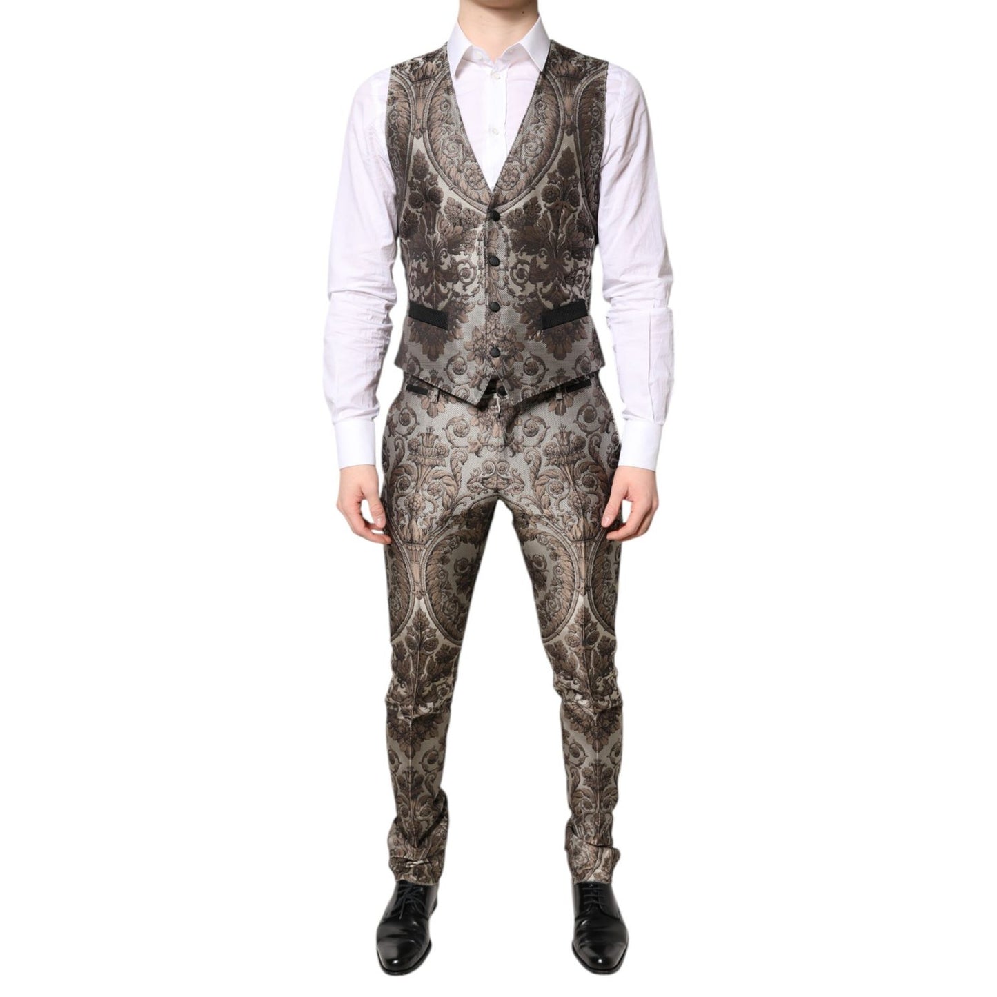 Dolce & Gabbana Multicolor Jacquard Single Breasted 3 Piece Suit Dolce & Gabbana